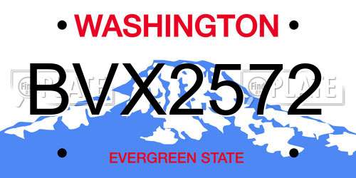 BVX2572 Washington License Plate