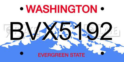 BVX5192 Washington License Plate
