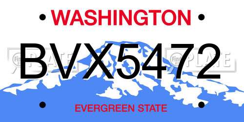 BVX5472 Washington License Plate