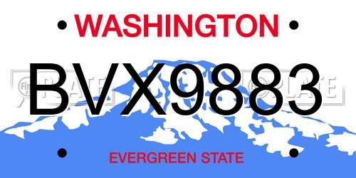BVX9883 Washington License Plate