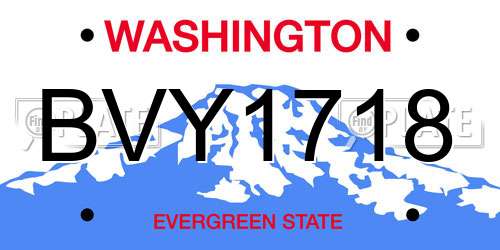 BVY1718 Washington License Plate