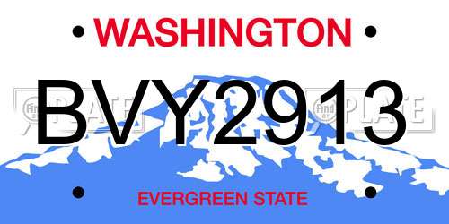 BVY2913 Washington License Plate