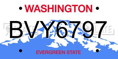 BVY6797 Washington License Plate