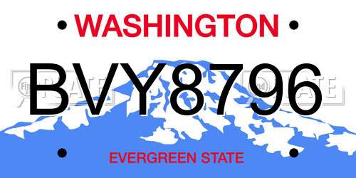 BVY8796 Washington License Plate