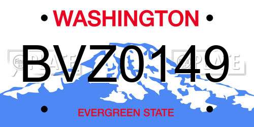 BVZ0149 Washington License Plate
