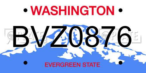 BVZ0876 Washington License Plate