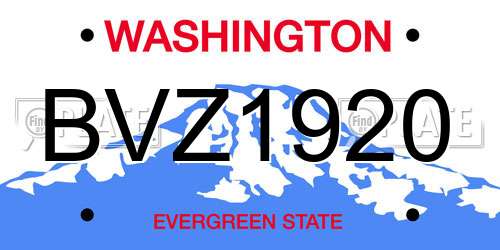 BVZ1920 Washington License Plate