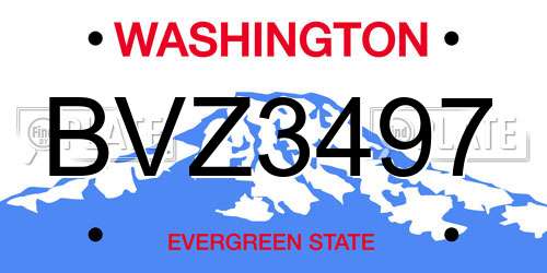 BVZ3497 Washington License Plate