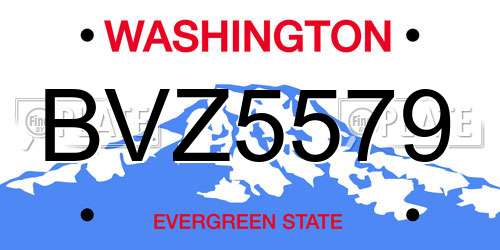 BVZ5579 Washington License Plate