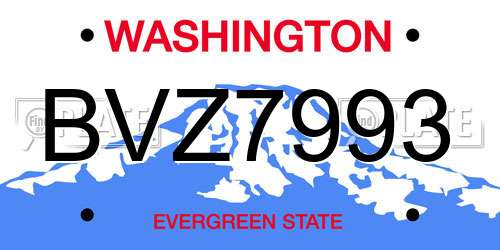 BVZ7993 Washington License Plate