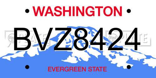 BVZ8424 Washington License Plate