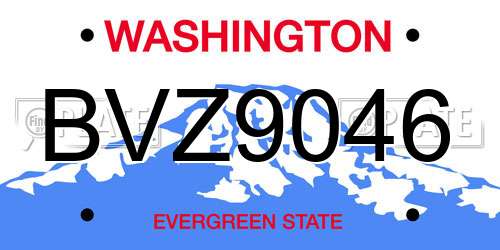 BVZ9046 Washington License Plate