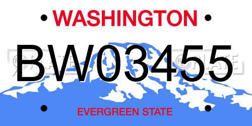BW03455 Washington License Plate