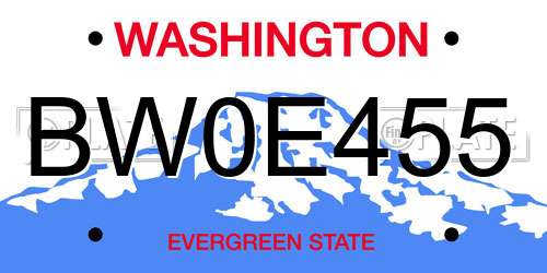 BW0E455 Washington License Plate