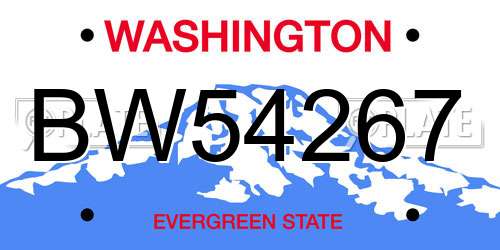 BW54267 Washington License Plate