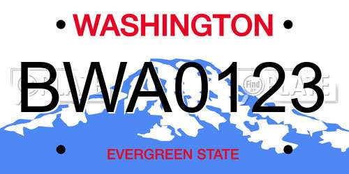 BWA0123 Washington License Plate
