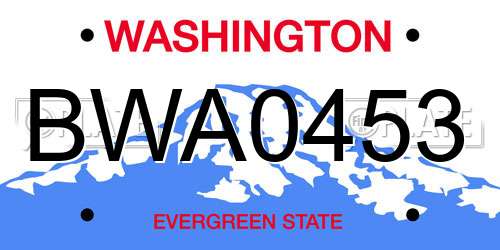 BWA0453 Washington License Plate
