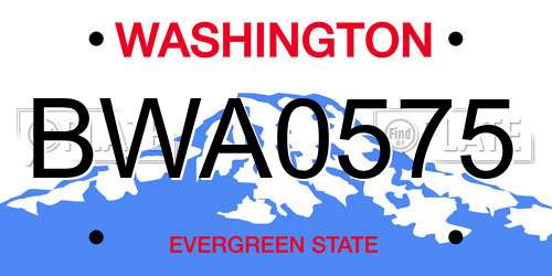 BWA0575 Washington License Plate