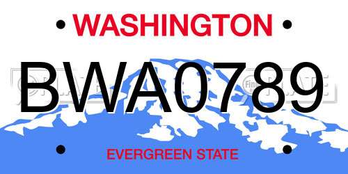 BWA0789 Washington License Plate