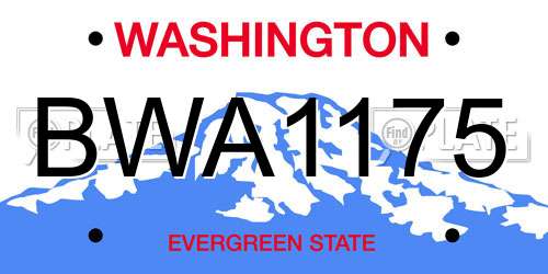 BWA1175 Washington License Plate