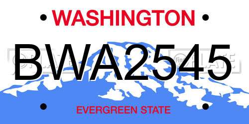 BWA2545 Washington License Plate