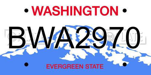 BWA2970 Washington License Plate