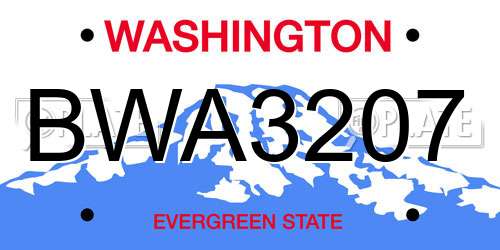 BWA3207 Washington License Plate
