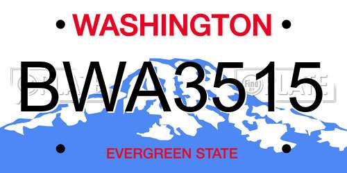 BWA3515 Washington License Plate