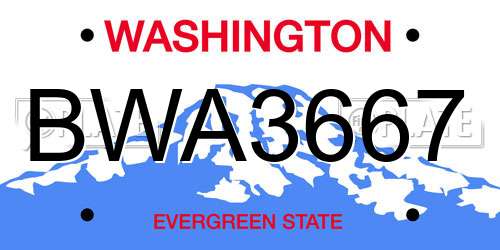 BWA3667 Washington License Plate