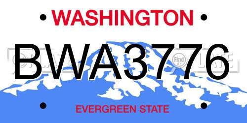 BWA3776 Washington License Plate