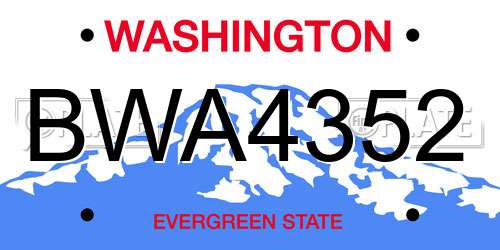BWA4352 Washington License Plate