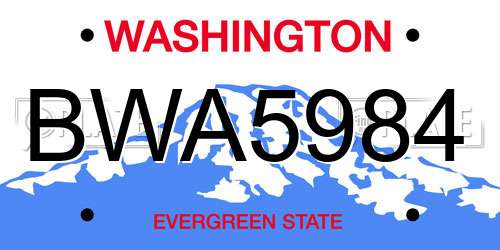 BWA5984 Washington License Plate