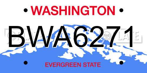 BWA6271 Washington License Plate