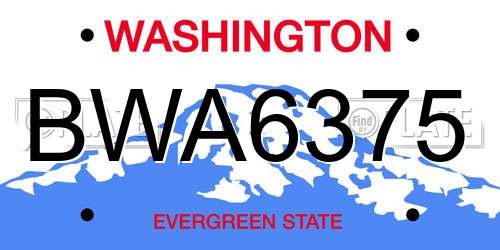BWA6375 Washington License Plate