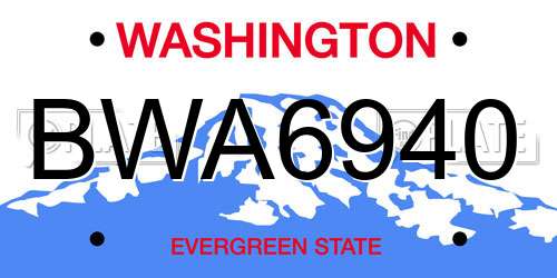 BWA6940 Washington License Plate