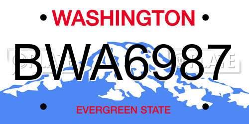 BWA6987 Washington License Plate