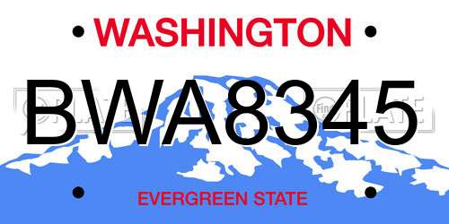 BWA8345 Washington License Plate
