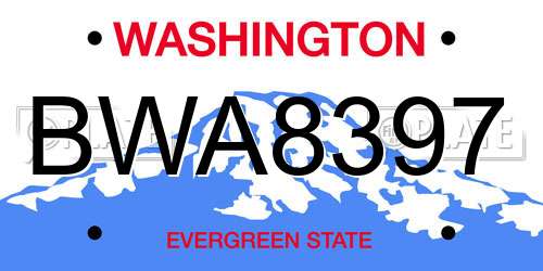 BWA8397 Washington License Plate