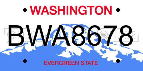 BWA8678 Washington License Plate