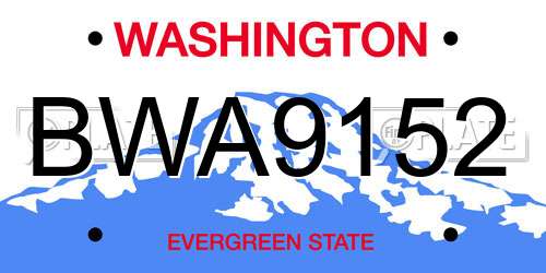 BWA9152 Washington License Plate
