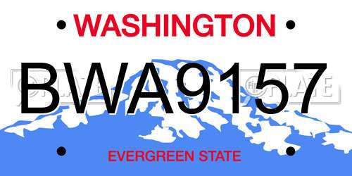 BWA9157 Washington License Plate