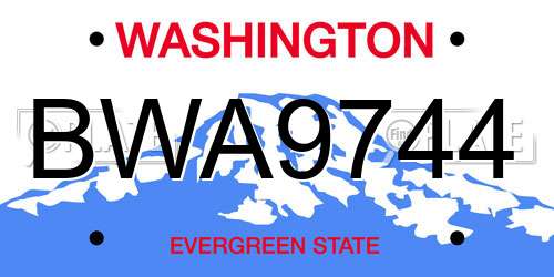 BWA9744 Washington License Plate