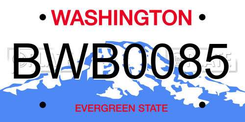 BWB0085 Washington License Plate