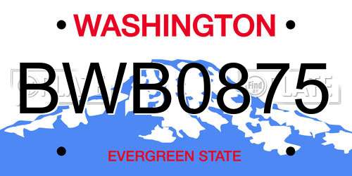 BWB0875 Washington License Plate