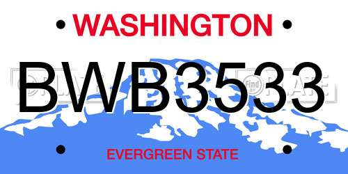 BWB3533 Washington License Plate