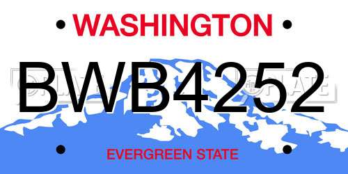 BWB4252 Washington License Plate