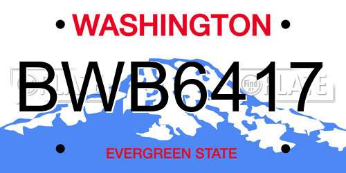 BWB6417 Washington License Plate