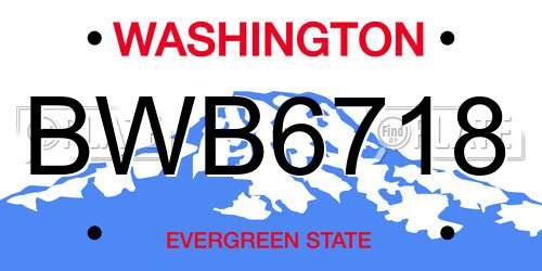 BWB6718 Washington License Plate
