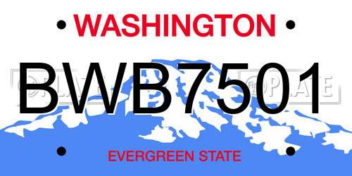 BWB7501 Washington License Plate