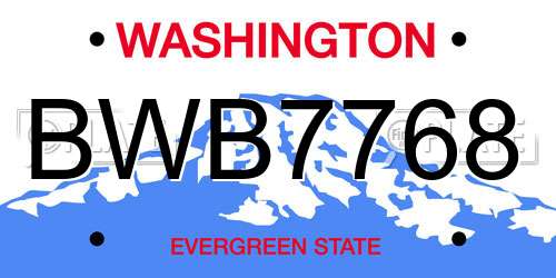 BWB7768 Washington License Plate